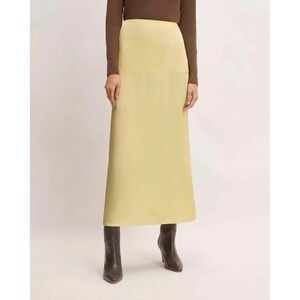 Everlane Hammered Satin Slip Skirt Yellow 12